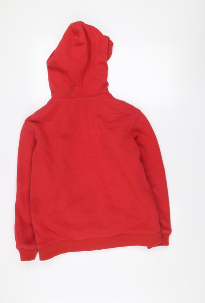 Close-up detail of Quiksilver boys’ red sherpa-lined hooded full zip jacket 14 years
