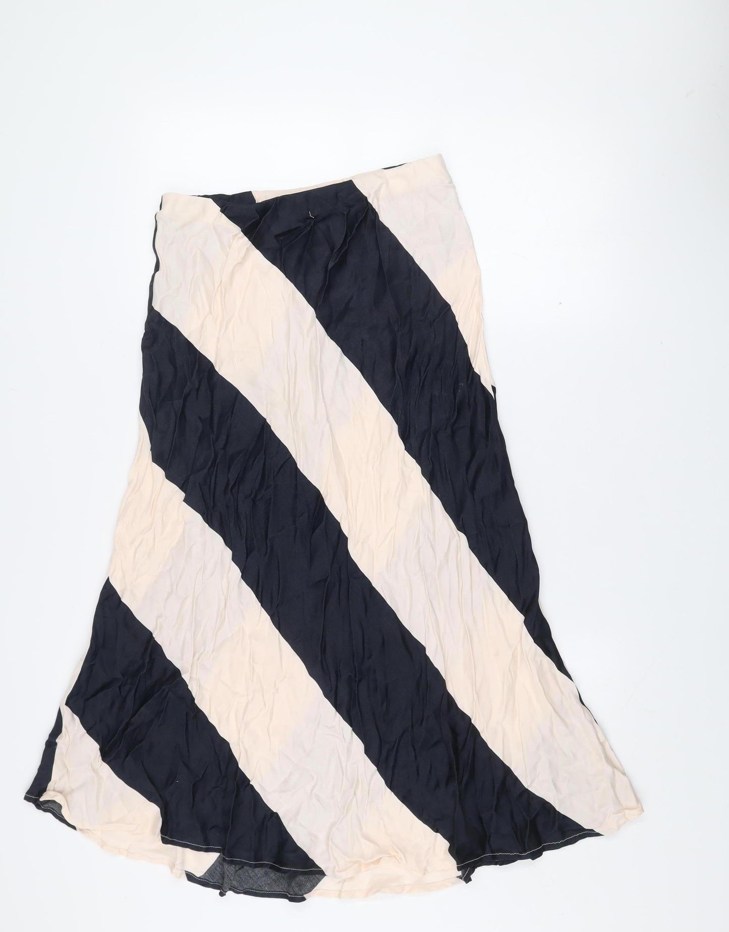 Gallery Women's Black & Ivory Striped A-Line Midi Skirt Size 10