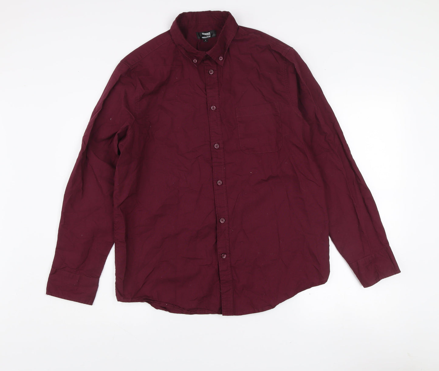 Dunnes Stores Men’s Red Regular Fit Long Sleeve Button-Up Shirt L