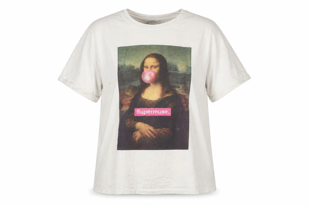Stradivarius Women’s White Art Print Supermuse T-Shirt Size 12