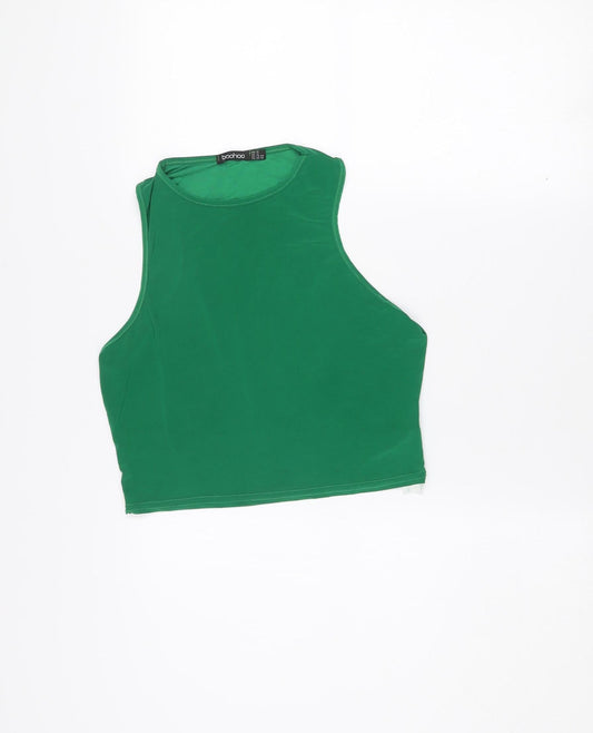 Boohoo Women’s Green Cropped Sleeveless Tank Top Size 16