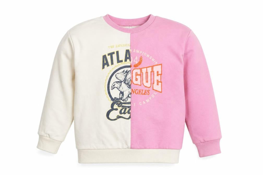 Primark Girls Multicoloured 7-8 Years Colourblock Pullover Sweatshirt