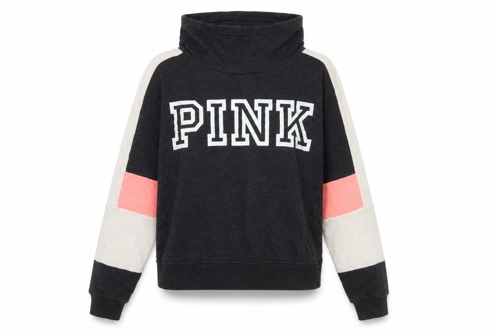 Victoria's Secret PINK Women's Grey Colourblock Pullover Sweatshirt XS