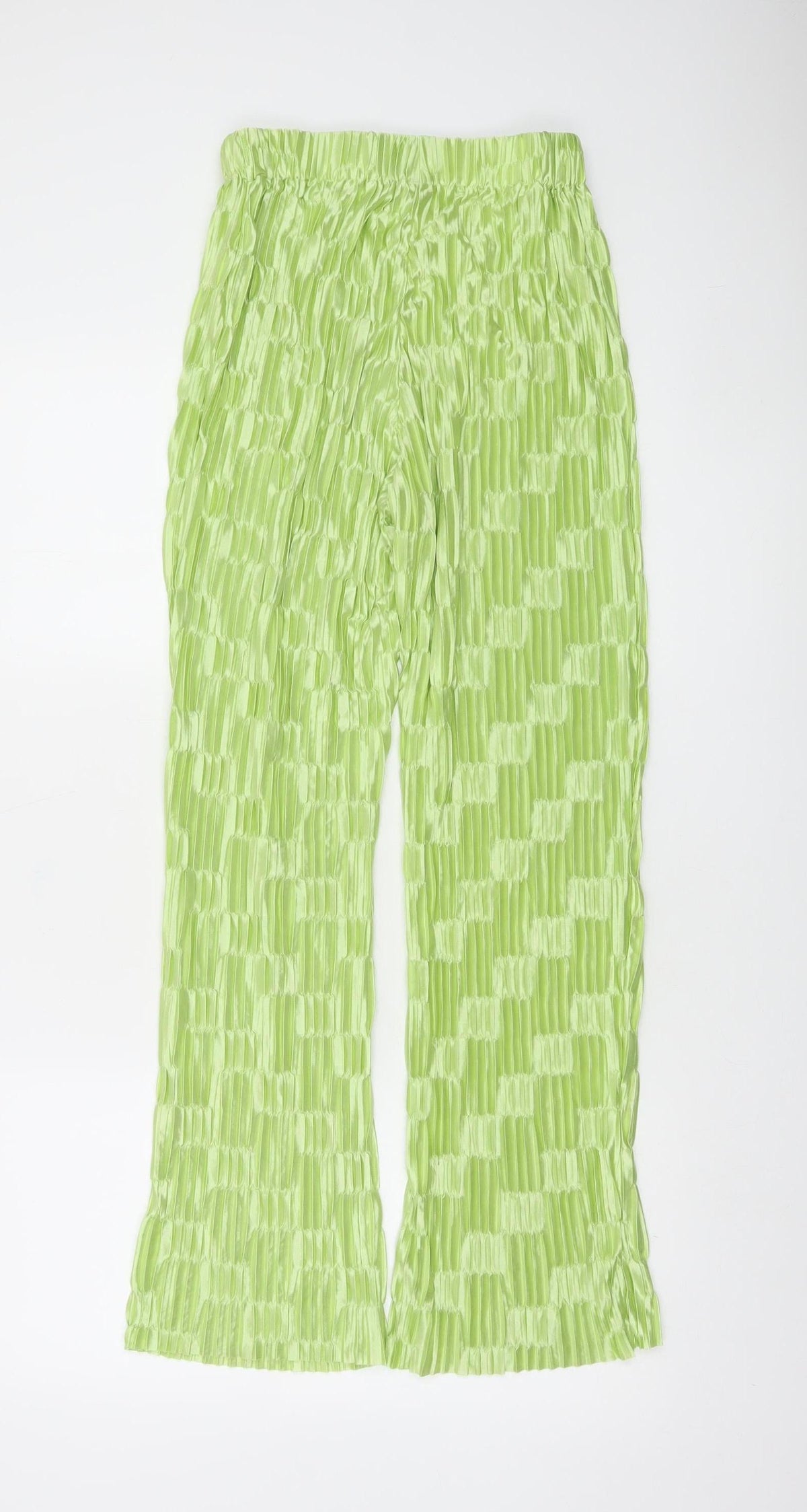 SHEIN Womens Green XS Pleated Satin Trousers Lightweight Casual