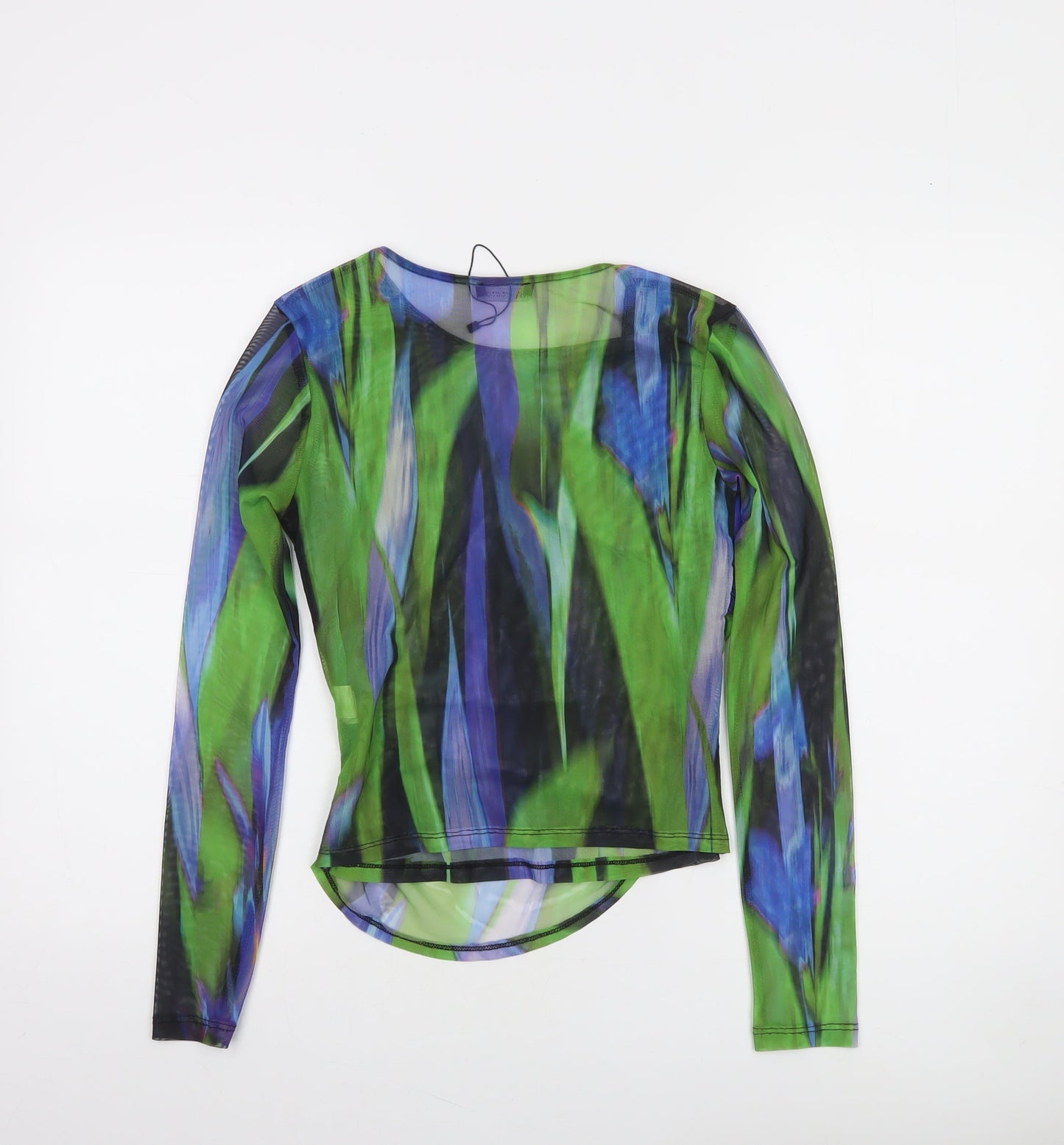 Zara Women Multicoloured Mesh Long Sleeve Slim Fit Blouse Size 12
