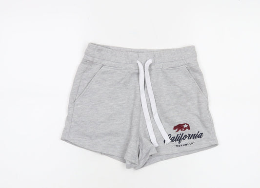 Reflex Womens Grey Sweat Shorts S Casual California Embroidered Activewear