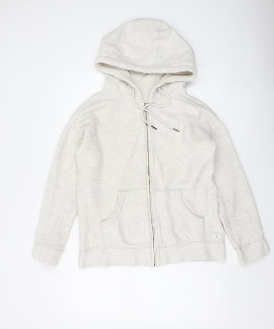 Fat Face Women Ivory Full Zip Hoodie Small 81% Cotton Relaxed Fit