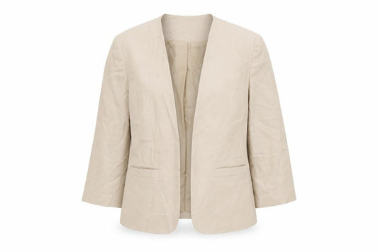 BHS Women's Beige Petite Linen Blend 3/4 Sleeve Blazer Size 10