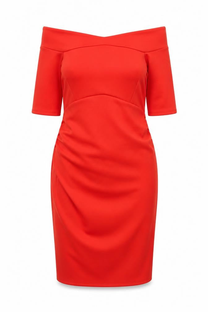 Rochelle Humes Womens Red Off Shoulder Bodycon Dress Size 14