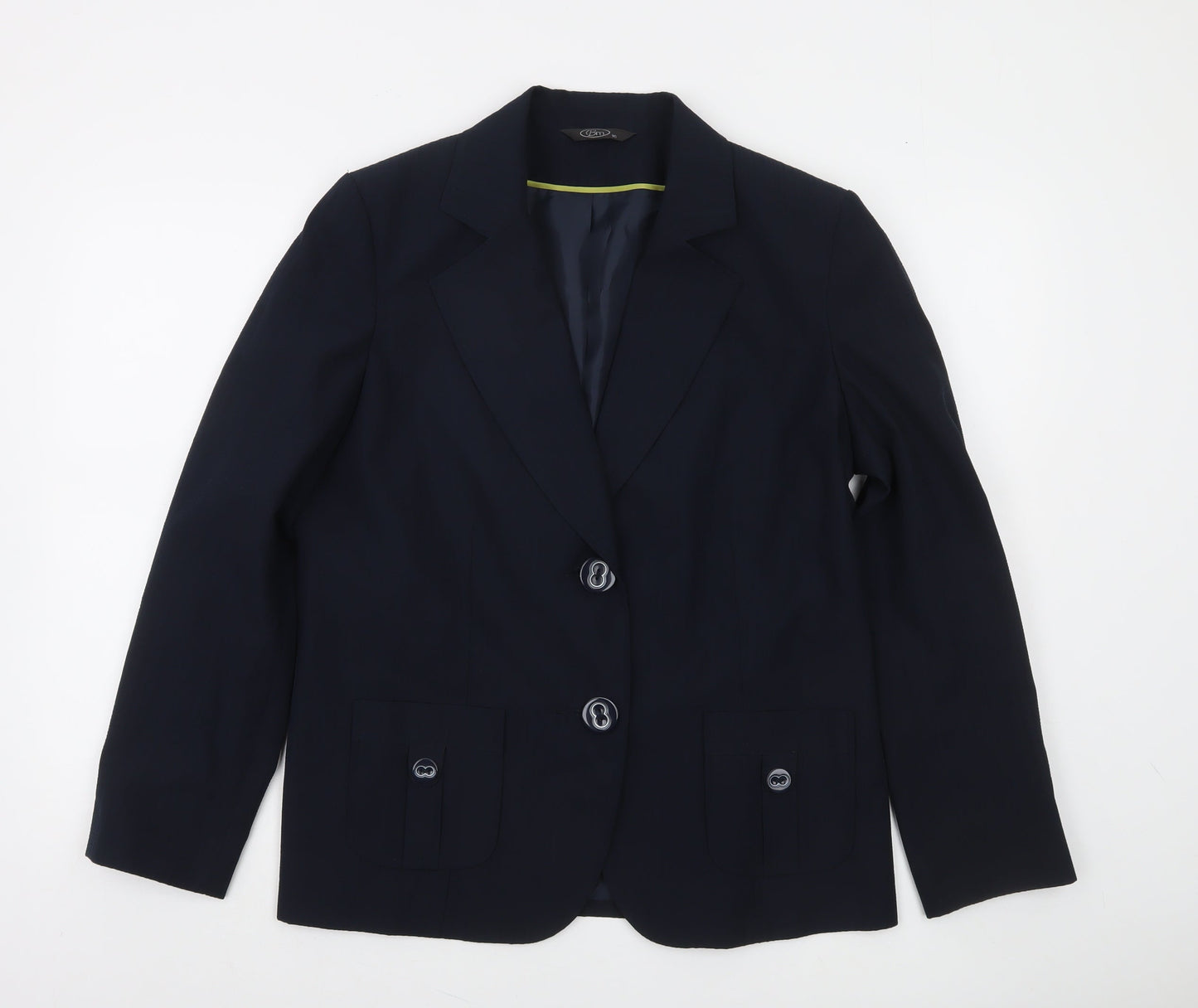 Bm Women's Navy Blue Single-Breasted Blazer Size 16 Classic Fit