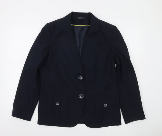 Bm Women's Navy Blue Single-Breasted Blazer Size 16 Classic Fit