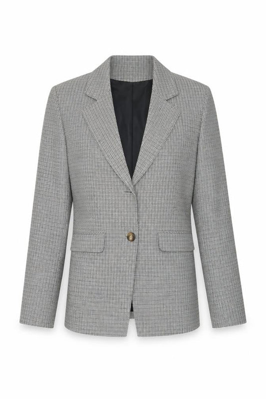 Dorothy Perkins Petite Grey Houndstooth Belted Blazer UK 10