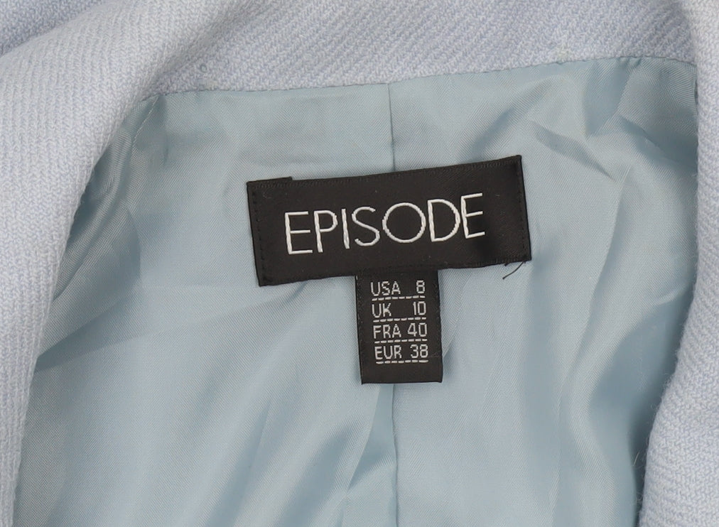 Episode Women Blue Wool Single-Breasted Blazer Jacket UK 10