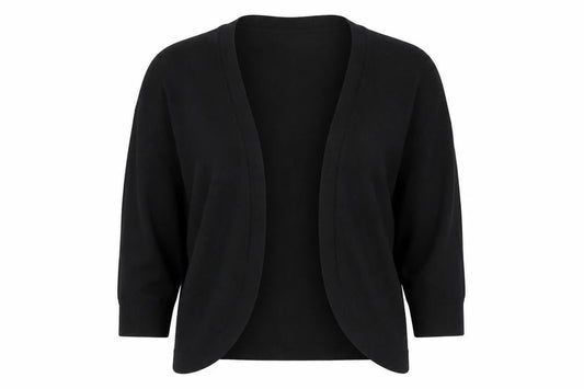 Front view of Principles Women's Black, size 12, Open Front 3/4 Sleeve Cardigan