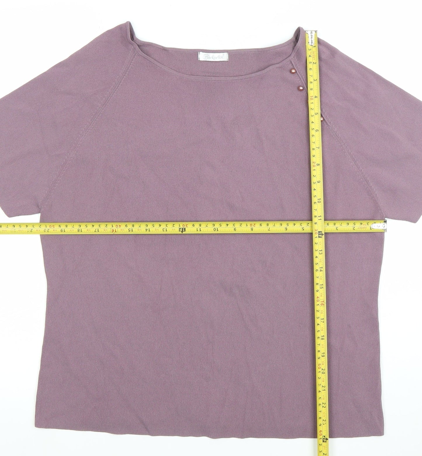 Berkertex Women Purple Short Sleeve Boat Neck Knit Jumper Size 20