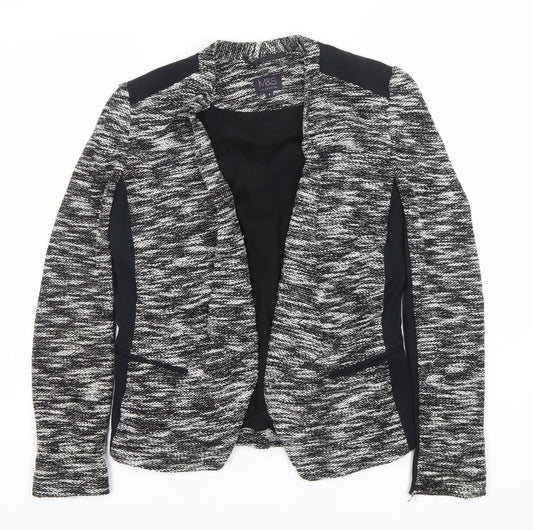 Marks and Spencer Womens Black White Size 8 Open Knit Cardigan