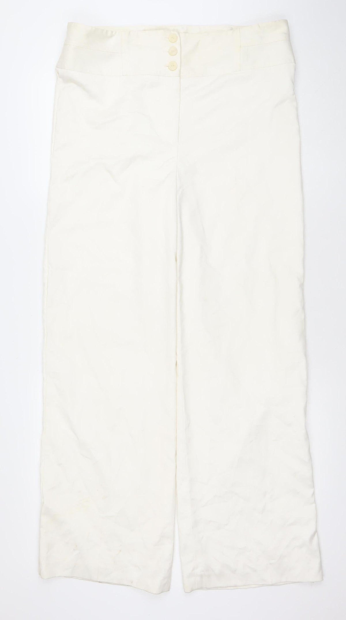 Principles Women’s Ivory Wide-Leg Trousers Size 16 Polyester Viscose Blend