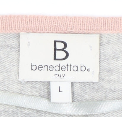 Benedetta B Women's Grey Star Pattern Long Sleeve Knit Cardigan L