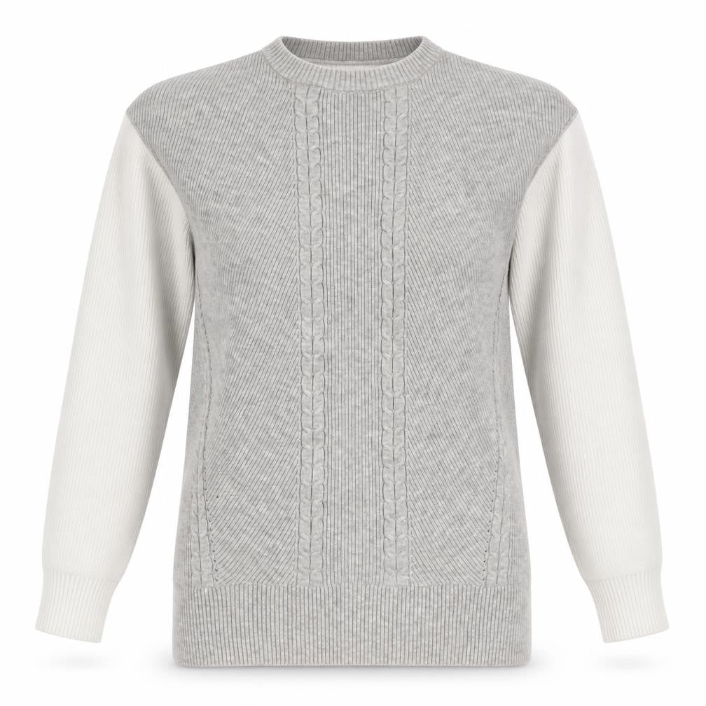 Marks & Spencer Women Grey Cable Knit Crew Neck Jumper Size S