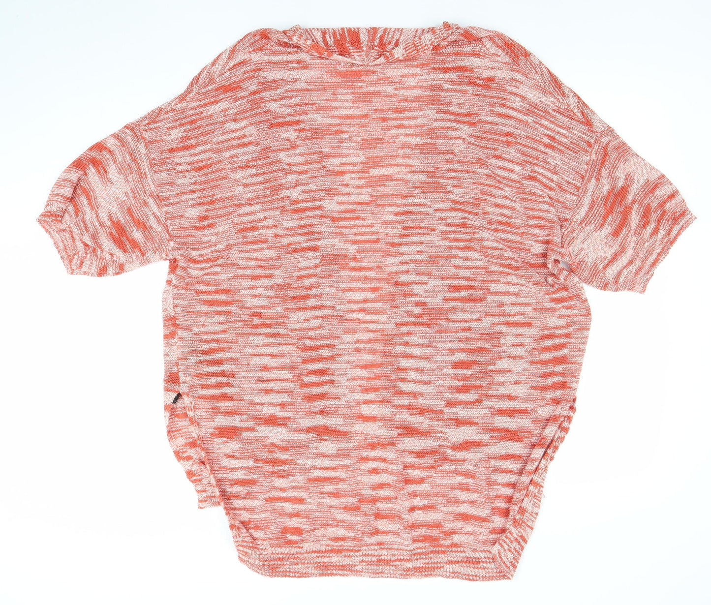 Zara Women Orange Knit Short Sleeve Open Cardigan Size 12