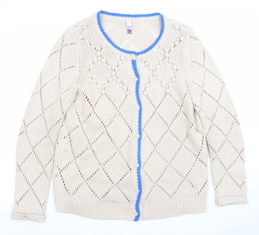 By Thierry Holland Womens Beige Knit Open Cardigan Size 18
