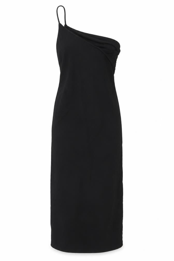 Zara Women Black Midi Slip Dress XS Viscose Blend