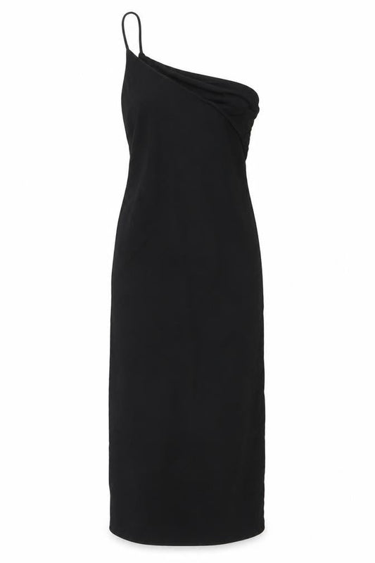 Zara Women Black Midi Slip Dress XS Viscose Blend