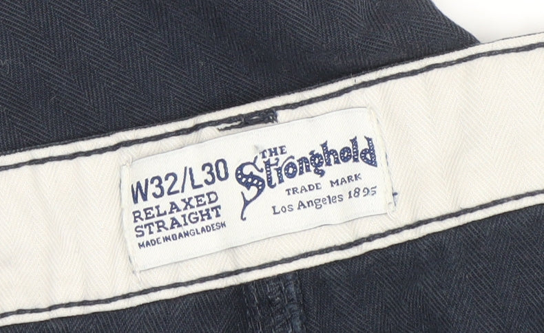 The Stronghold Men's Blue Cargo Trousers W32 L30 Relaxed Straight Cotton Workwear