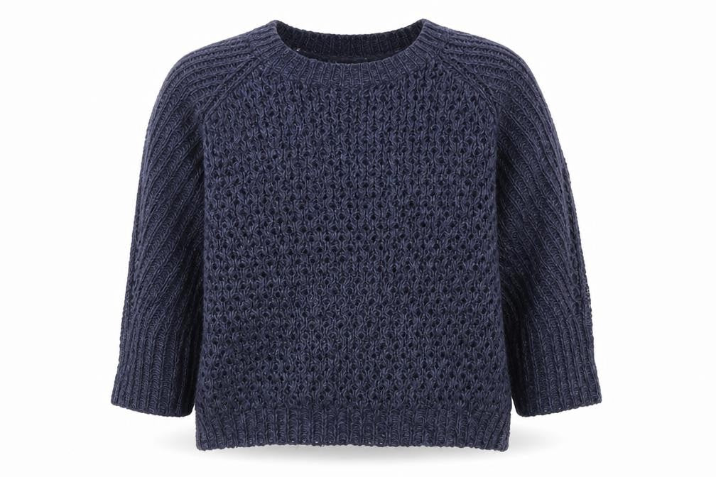 Dorothy Perkins Womens Blue Open-Knit Crew Neck Jumper Size 14