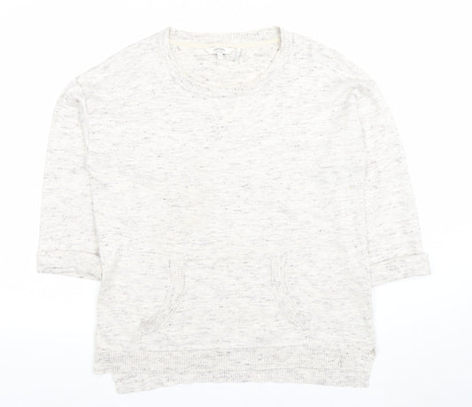 FatFace Women Ivory Cotton Blend 3/4 Sleeve Crew Neck Pullover Jumper Size 12