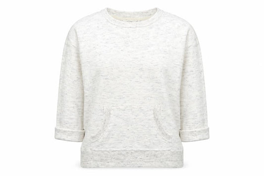 FatFace Women Ivory Cotton Blend 3/4 Sleeve Crew Neck Pullover Jumper Size 12