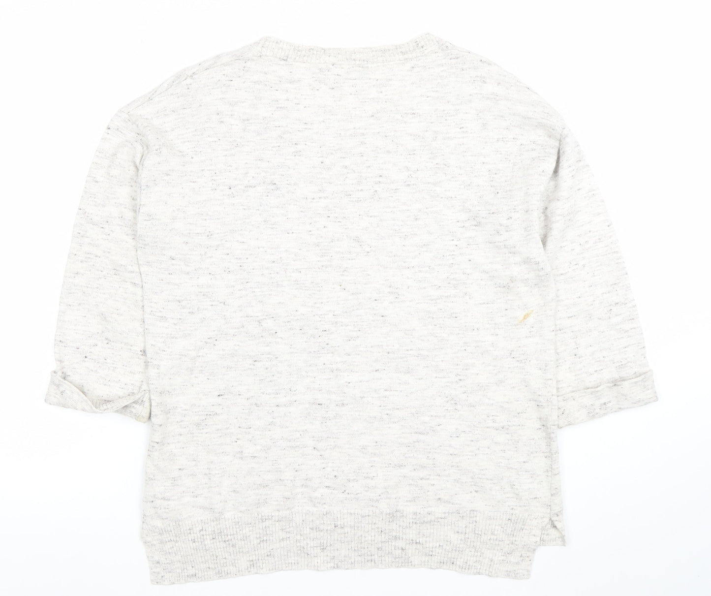 FatFace Women Ivory Cotton Blend 3/4 Sleeve Crew Neck Pullover Jumper Size 12