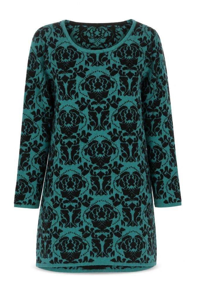 Per Una Women Green Black Floral Pattern Jumper Size 14