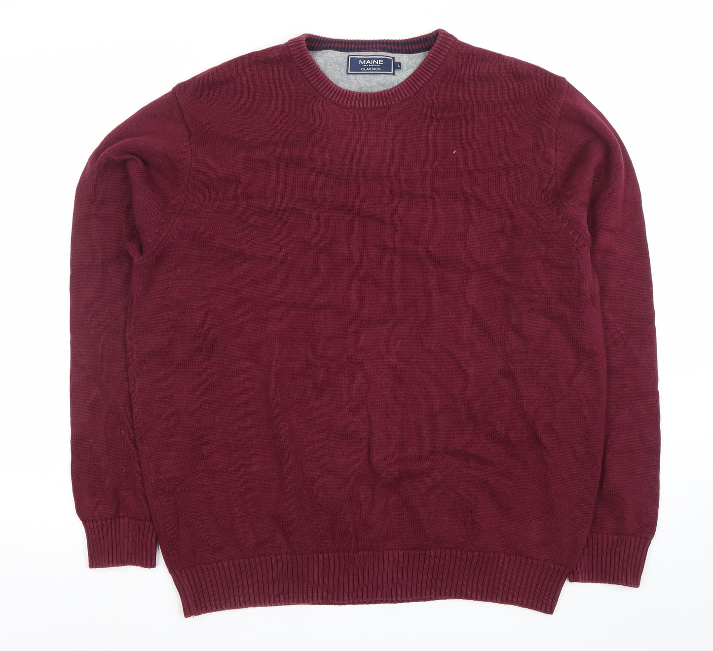 Maine New England Men's Red Cotton Crew Neck Jumper Size L