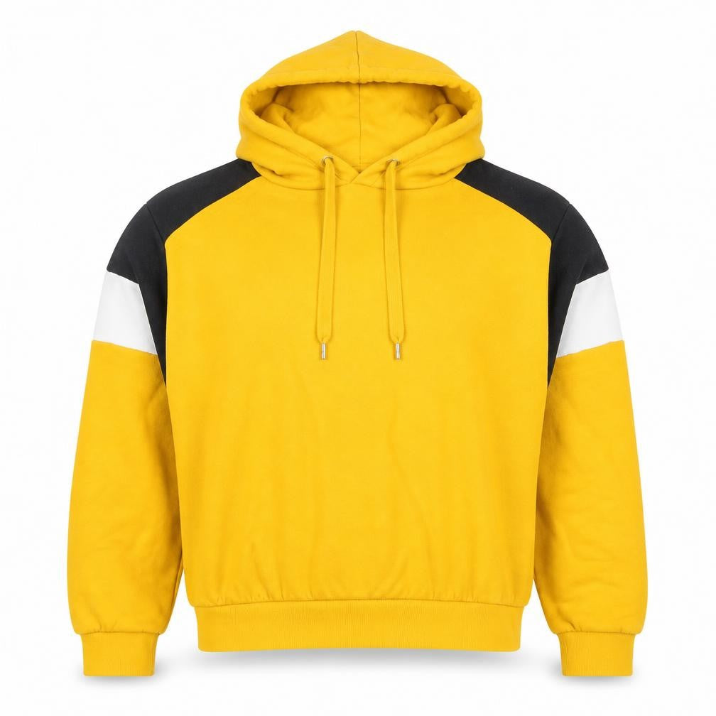 H&M Women Yellow Colourblock Hoodie, Size 14 L Cotton Blend Sweatshirt