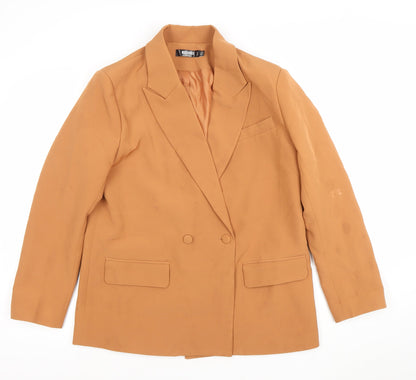 Additional front view of Missguided Petite Camel Double-Breasted Blazer UK 8