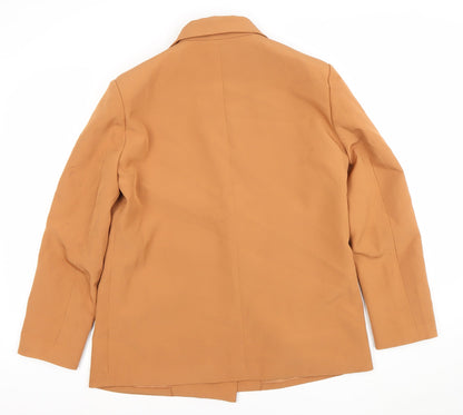 Close-up detail of Missguided Petite Camel Double-Breasted Blazer UK 8