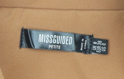 Brand and care label for Missguided Petite Camel Double-Breasted Blazer UK 8