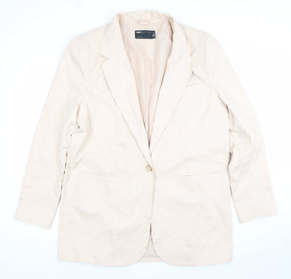 Additional front view of ASOS Design Women's Beige Single-Breasted Blazer UK 12 Polyester