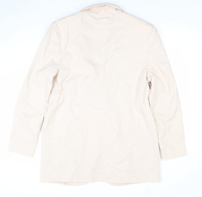 Close-up detail of ASOS Design Women's Beige Single-Breasted Blazer UK 12 Polyester