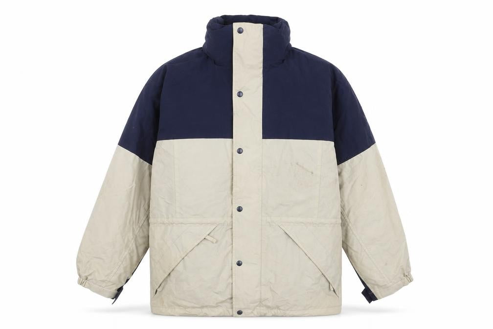 Jerzees Men's Beige & Navy Waterproof Parka Jacket Size L Outdoor