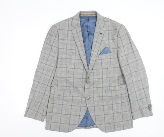 Brook Taverner Men's Grey Check Wool Blend Blazer 42R Classic Fit