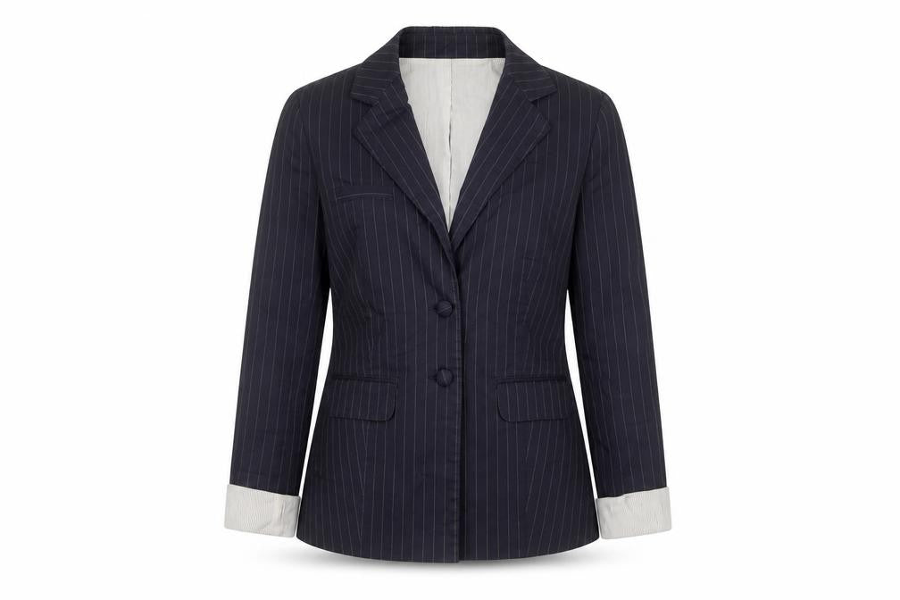 F.D.S. by Fleur de Sel Women's Black Pinstripe Blazer Size 8 Slim Fit