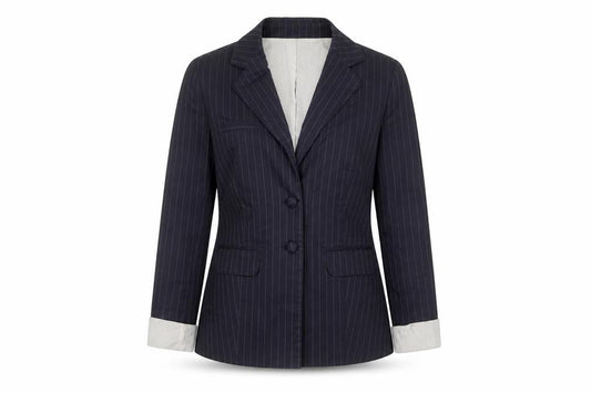 F.D.S. by Fleur de Sel Women's Black Pinstripe Blazer Size 8 Slim Fit