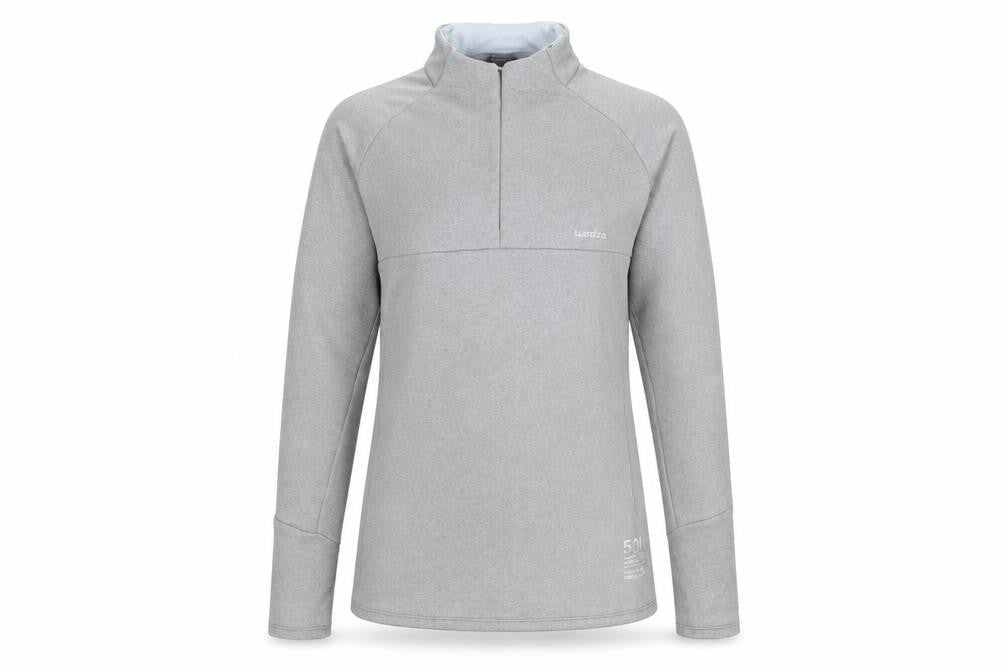 Wedze Womens Grey 1/4 Zip Fleece Ski Jacket Size S Regular Fit