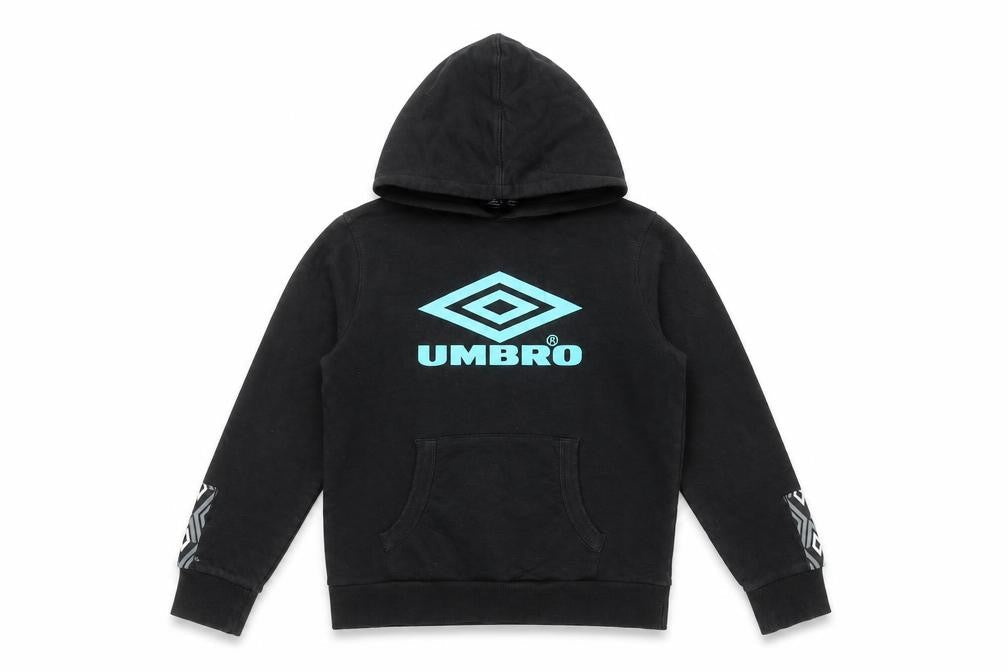 Umbro Boys Black Hoodie 11-12 Years Cotton Pullover Graphic Print