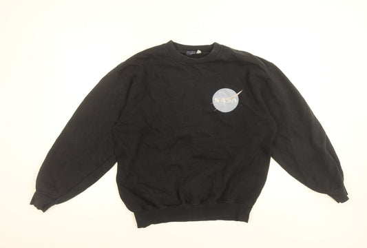 Topman Men's Black NASA Graphic Sweatshirt Size S Pullover Crew Neck