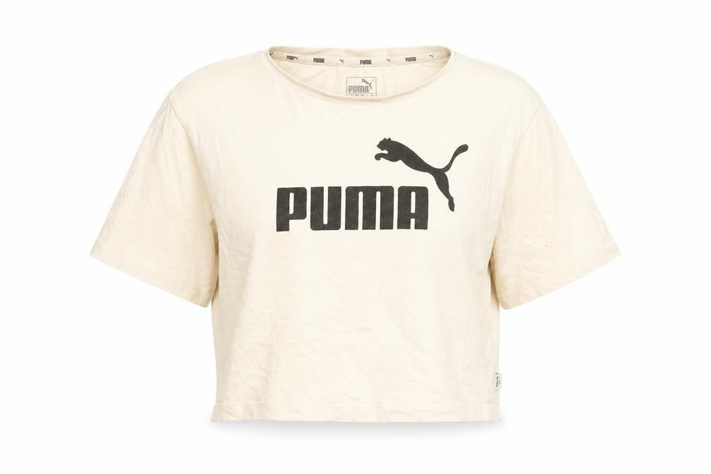 Puma Womens Beige Cropped T-Shirt Size 8 Casual Sports Tee