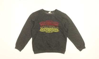Additional front view of Saltrock boys’ grey graphic pullover sweatshirt 11-12 years