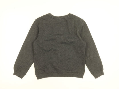 Close-up detail of Saltrock boys’ grey graphic pullover sweatshirt 11-12 years